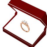 1.00 Carat (ctw) 14K Rose Gold Round Cut Diamond Ladies 3 Stone Bridal Engagement Ring 1 CT