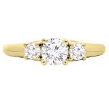 1.00 Carat (ctw) 14K Yellow Gold Round Cut Diamond Ladies 3 Stone Bridal Engagement Ring 1 CT