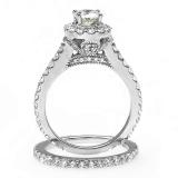 1.75 Carat (ctw) 10K White Gold Round Cut Diamond Ladies Halo Style Bridal Engagement Ring Matching Band Set 1 3/4 CT