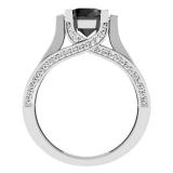 2.80 Carat (ctw) 10K White Gold Round Cut Black & White Diamond Ladies Solitaire With Accents Bridal Engagement Ring