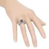2.80 Carat (ctw) 10K White Gold Round Cut Black & White Diamond Ladies Solitaire With Accents Bridal Engagement Ring