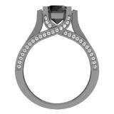 2.80 Carat (ctw) Black Rhodium Plated 10K White Gold Round Cut Black & White Diamond Ladies Solitaire With Accents Bridal Engagement Ring