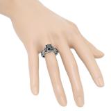 2.80 Carat (ctw) Black Rhodium Plated 10K White Gold Round Cut Black & White Diamond Ladies Solitaire With Accents Bridal Engagement Ring