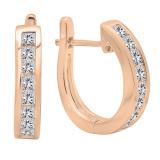 1.00 Carat (ctw) 14K Rose Gold Princess Cut Diamond Ladies Hoop Earrings 1 CT