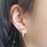 1.00 Carat (ctw) 14K Rose Gold Princess Cut Diamond Ladies Hoop Earrings 1 CT