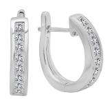 1.00 Carat (ctw) 14K White Gold Princess Cut Diamond Ladies Hoop Earrings 1 CT