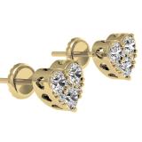 0.40 Carat (ctw) 10K Yellow Gold Round Cut Diamond Ladies Heart Shape Stud Earrings