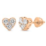 0.40 Carat (ctw) 14K Rose Gold Round Cut Diamond Ladies Heart Shape Stud Earrings