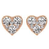 0.40 Carat (ctw) 14K Rose Gold Round Cut Diamond Ladies Heart Shape Stud Earrings