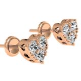 0.40 Carat (ctw) 14K Rose Gold Round Cut Diamond Ladies Heart Shape Stud Earrings