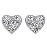 0.40 Carat (ctw) 14K White Gold Round Cut Diamond Ladies Heart Shape Stud Earrings