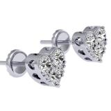 0.40 Carat (ctw) 14K White Gold Round Cut Diamond Ladies Heart Shape Stud Earrings