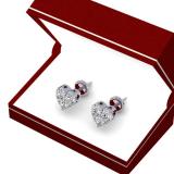 0.40 Carat (ctw) 14K White Gold Round Cut Diamond Ladies Heart Shape Stud Earrings
