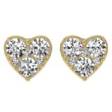 0.40 Carat (ctw) 18K Yellow Gold Round Cut Diamond Ladies Heart Shape Stud Earrings