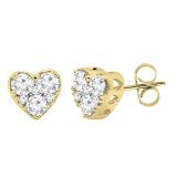 0.40 Carat (ctw) 10K Yellow Gold Round Cut Diamond Ladies Heart Shape Stud Earrings