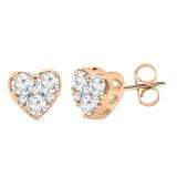 0.40 Carat (ctw) 18K Rose Gold Round Cut Diamond Ladies Heart Shape Stud Earrings