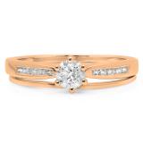 0.50 Carat (ctw) 10K Rose Gold Round Cut Diamond Ladies Bridal Engagement Ring With Matching Band Set 1/2 CT