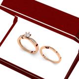 0.50 Carat (ctw) 10K Rose Gold Round Cut Diamond Ladies Bridal Engagement Ring With Matching Band Set 1/2 CT