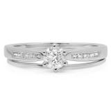 0.50 Carat (ctw) 10K White Gold Round Cut Diamond Ladies Bridal Engagement Ring With Matching Band Set 1/2 CT