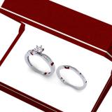 0.50 Carat (ctw) 10K White Gold Round Cut Diamond Ladies Bridal Engagement Ring With Matching Band Set 1/2 CT