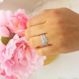 0.25 Carat (ctw) Sterling Silver Round Cut Diamond Ladies Bridal Engagement Ring With Matching Wedding Band Set 1/4 CT