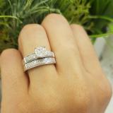 0.25 Carat (ctw) Sterling Silver Round Cut Diamond Ladies Bridal Engagement Ring With Matching Wedding Band Set 1/4 CT