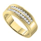 0.45 Carat (Ctw) 10K Yellow Gold Round Cut Diamond Men's Channel Set Double Row Wedding Band 1/2 CT