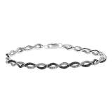 0.20 Carat (ctw) Sterling Silver Round Black & White Diamond Ladies Infinity Tennis Link Bracelet 1/5 CT (7 Inch Length X 0.33 Inch Wide)