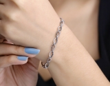 0.20 Carat (ctw) Sterling Silver Round Black & White Diamond Ladies Infinity Tennis Link Bracelet 1/5 CT (7 Inch Length X 0.33 Inch Wide)