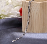 0.20 Carat (ctw) Sterling Silver Round Black & White Diamond Ladies Infinity Tennis Link Bracelet 1/5 CT (7 Inch Length X 0.33 Inch Wide)