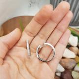 1.00 Carat (ctw) Sterling Silver Black and White Round Diamond Ladies Hoop Earrings 1 CT