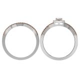 0.60 Carat (ctw) 10K White Gold Round Cut Champagne & White Diamond Ladies Swirl Split Shank Bridal Halo Engagement Ring With Matching Band Set