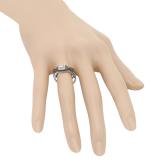 0.60 Carat (ctw) 10K White Gold Round Cut Champagne & White Diamond Ladies Swirl Split Shank Bridal Halo Engagement Ring With Matching Band Set