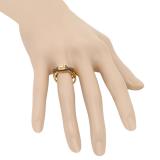0.60 Carat (ctw) 10K Yellow Gold Round Cut Champagne & White Diamond Ladies Swirl Split Shank Bridal Halo Engagement Ring With Matching Band Set