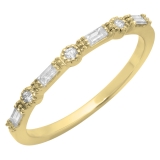 0.15 Carat (ctw) 14K Yellow Gold Round & Baguette Cut Diamond Ladies Milgrain Anniversary Wedding Band