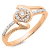 0.15 Carat (ctw) 10K Rose Gold Round Diamond Ladies Twisted Split Shank Promise Engagement Ring