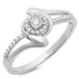 0.15 Carat (ctw) 10K White Gold Round Diamond Ladies Twisted Split Shank Promise Engagement Ring