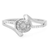0.15 Carat (ctw) 10K White Gold Round Diamond Ladies Twisted Split Shank Promise Engagement Ring