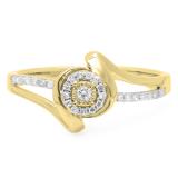 0.15 Carat (ctw) 14K Yellow Gold Round Diamond Ladies Twisted Split Shank Promise Engagement Ring