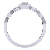 0.20 Carat (ctw) 10K White Gold Round Diamond Ladies Bridal Halo Style Swirl Split Shank Promise Ring 1/5 CT