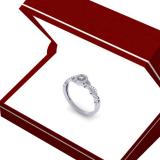 0.20 Carat (ctw) 10K White Gold Round Diamond Ladies Bridal Halo Style Swirl Split Shank Promise Ring 1/5 CT
