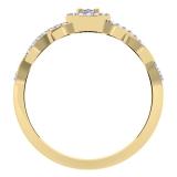 0.20 Carat (ctw) 14K Yellow Gold Round Diamond Ladies Bridal Halo Style Swirl Split Shank Promise Ring 1/5 CT