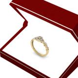 0.20 Carat (ctw) 14K Yellow Gold Round Diamond Ladies Bridal Halo Style Swirl Split Shank Promise Ring 1/5 CT