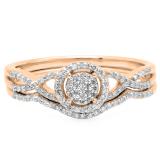 0.25 Carat (ctw) 10K Rose Gold Round Diamond Ladies Twisted Split Shank Engagement Ring Set 1/4 CT