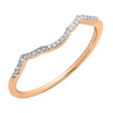 0.08 Carat (ctw) 10K Rose Gold Round Cut White Diamond Ladies Anniversary Wedding Stackable Band Contour Guard Ring