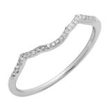 0.08 Carat (ctw) 10K White Gold Round Cut White Diamond Ladies Anniversary Wedding Stackable Band Contour Guard Ring