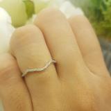 0.08 Carat (ctw) 10K White Gold Round Cut White Diamond Ladies Anniversary Wedding Stackable Band Contour Guard Ring