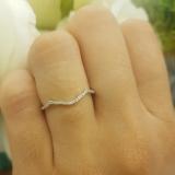 0.08 Carat (ctw) 10K White Gold Round Cut White Diamond Ladies Anniversary Wedding Stackable Band Contour Guard Ring