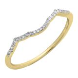 0.08 Carat (ctw) 10K Yellow Gold Round Cut White Diamond Ladies Anniversary Wedding Stackable Band Contour Guard Ring