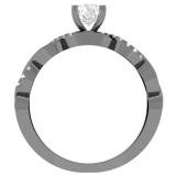 0.65 Carat (ctw) Black Rhodium Plated 10K White Gold Round Diamond Ladies Crossover Swirl Bridal Engagement Ring